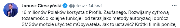 Profil zaufany - liczba użytkowników