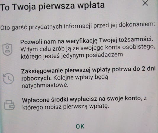 Pierwsza wpłata