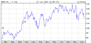 Akcje NVIDIA, notowania z ostatniego roku