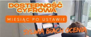 klikalna ilustracja przedstawiająca bankomat i osobę na wózku. Ilustracja do tekstu "dostępność cyfrowa miesiąc po ustawie, sylwia błach ocenia" - dostępnego po kliknięciu w baner