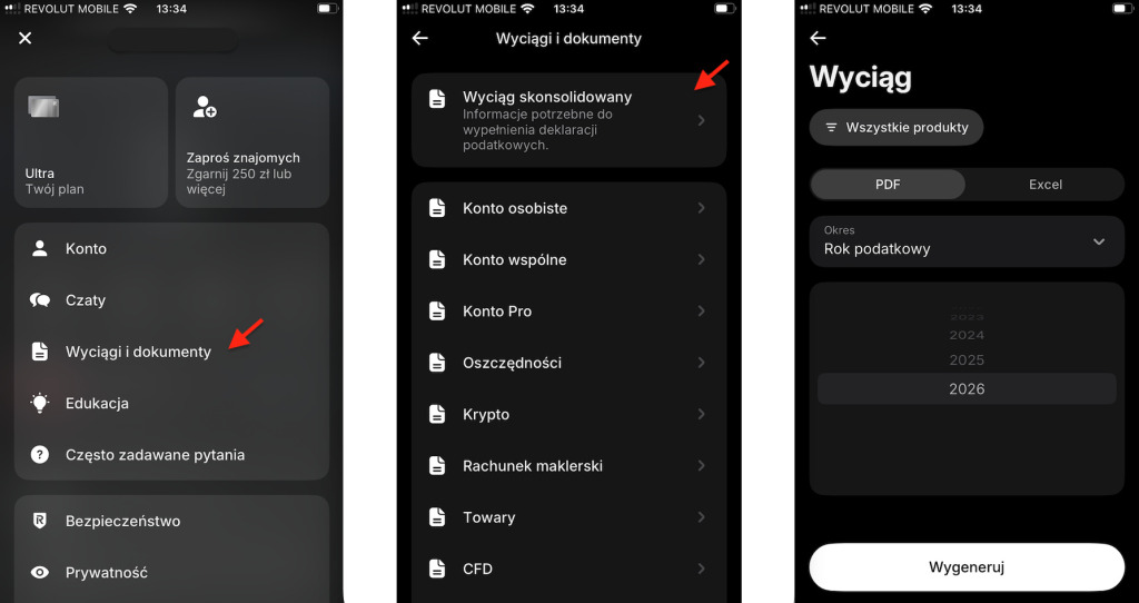 Revolut – wyciągi 1