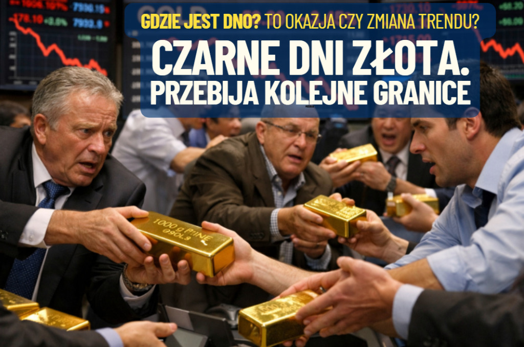 Złoto przebija kolejne bariery. W tydzień potaniało o ponad 8%. Gdzie jest dno? Kiedy posiadacze „złotych” ETF-ów przestaną sprzedawać?