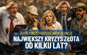 złoto spada poniżej 4000 dolarów