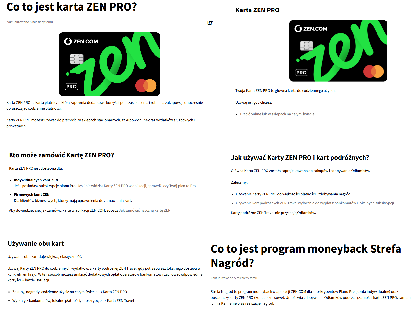 Karta ZEN Pro dla kogo