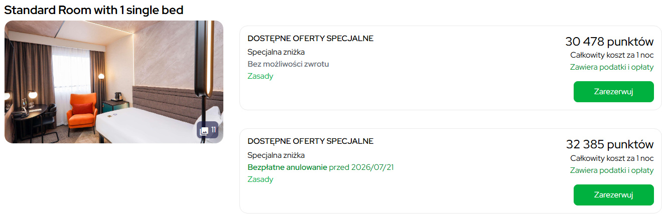 Przykładowa cena noclegu w VeloChwile