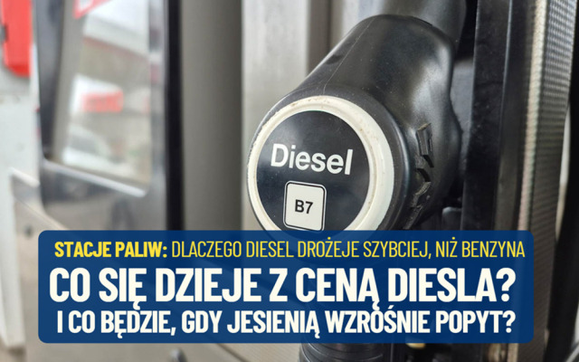Co się dzieje z cenami diesla? Na polskich stacjach rosną znacznie szybciej, niż ceny benzyny. I nie reagują na spadek w hurcie. A idzie jesień…